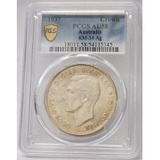 AUSTRALIA 1937 . CROWN . PCGS AU58